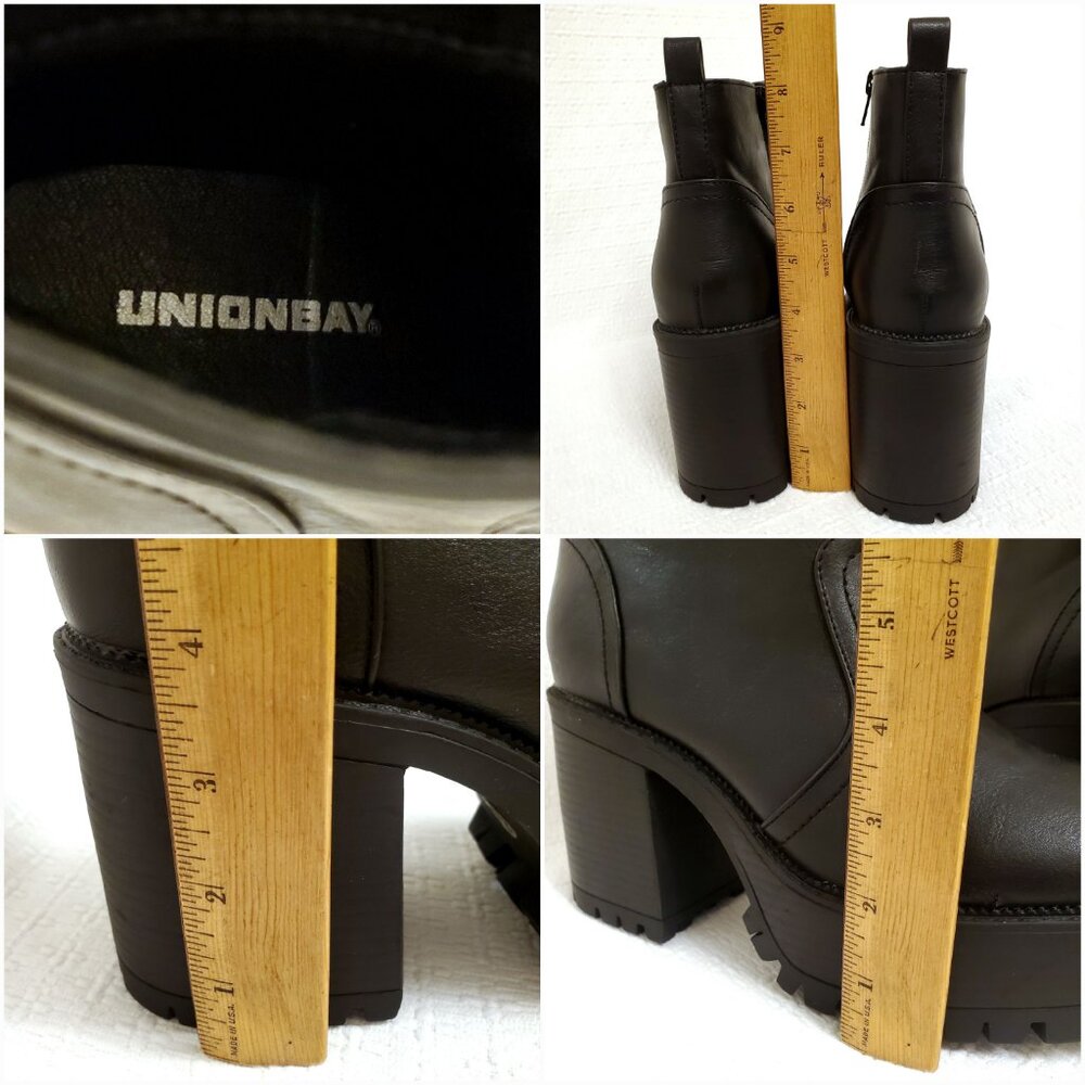 UNIONBAY Women’s Black Paula Platform Heeled Chunky Lug Sole Ankle Boots - 7.5 - Picture 15 of 15